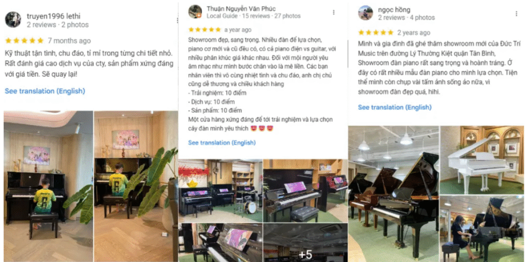 Đánh giá của khách hàng với Piano Đức Trí