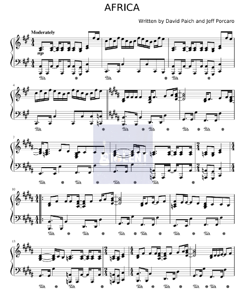 Tải FREE Africa sheet nhạc Piano PDF