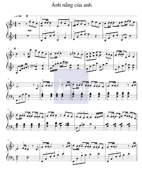 Tải FREE Ánh Nắng Của Anh sheet nhạc Piano PDF