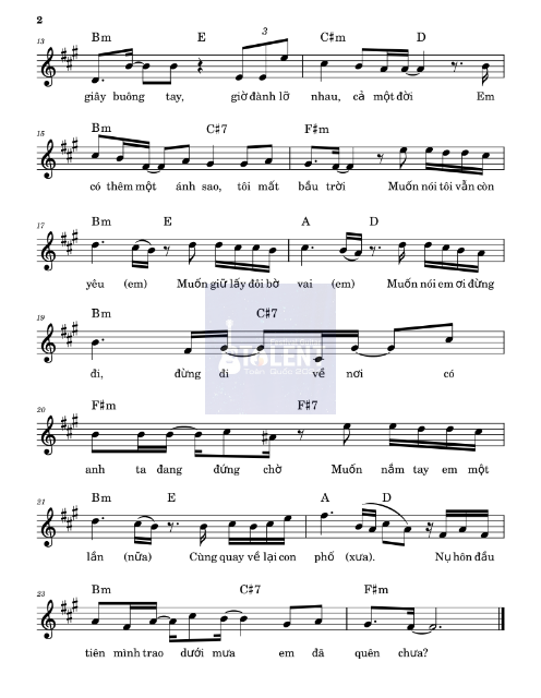 Tải FREE Ánh Sao Và Bầu Trời sheet nhạc Piano PDF