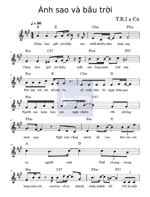 Tải FREE Ánh Sao Và Bầu Trời sheet nhạc Piano PDF
