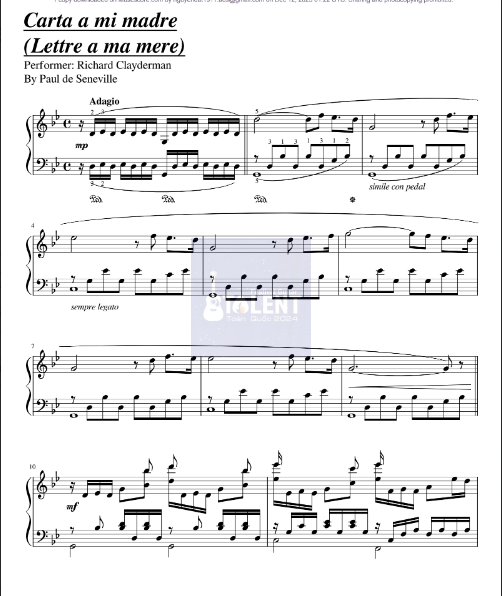 Tải FREE Carta a mi madre sheet nhạc Piano PDF