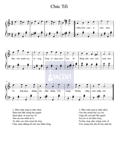 Tải FREE Chúc Tết sheet nhạc Piano PDF