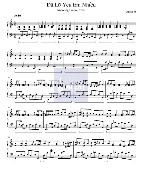 Tải FREE Đã Lỡ Yêu Em Nhiều sheet nhạc Piano PDF