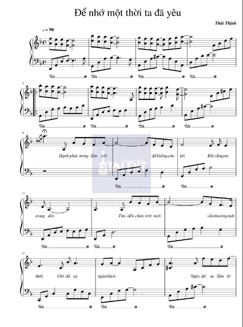 Tải FREE Để Nhớ Một Thời Ta Đã Yêu sheet nhạc Piano PDF