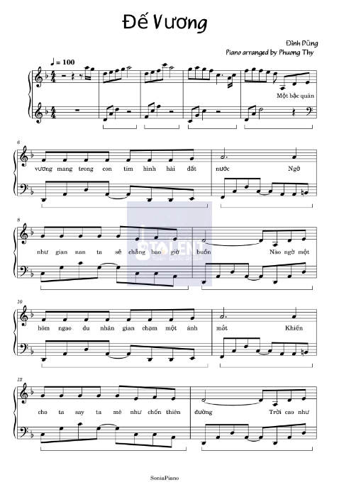 Tải FREE Đế Vương sheet nhạc Piano PDF