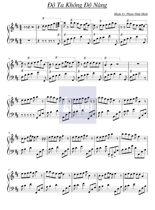 Tải FREE Độ Ta Không Độ Nàng sheet nhạc Piano PDF
