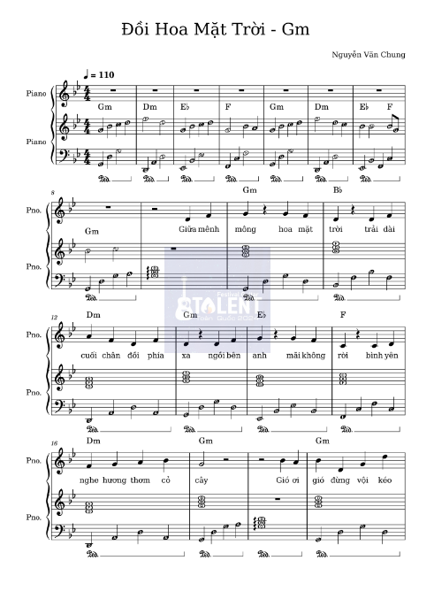 Tải FREE Đồi Hoa Mặt Trời sheet nhạc Piano PDF