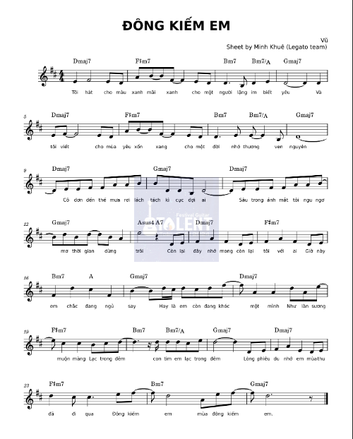 Tải FREE Đông Kiếm Em sheet nhạc Piano PDF