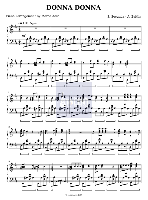 Tải FREE Donna Donna sheet nhạc Piano PDF