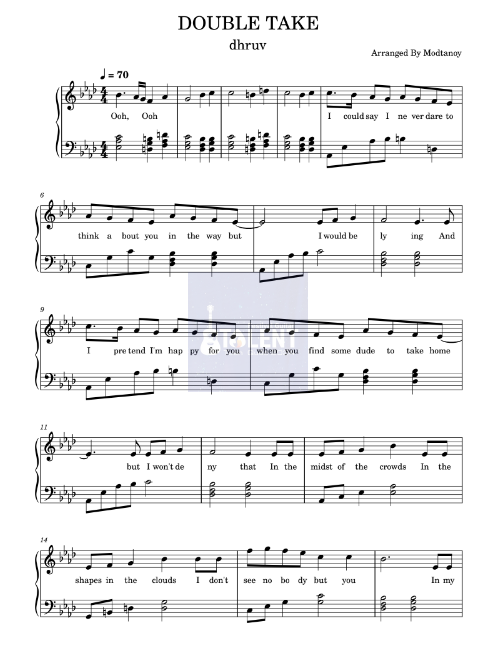 Tải FREE Double Take sheet nhạc Piano PDF