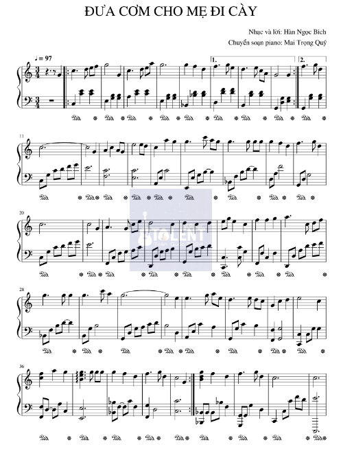 Tải FREE Đưa Cơm Cho Mẹ Đi Cày sheet nhạc Piano PDF
