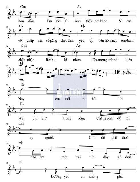 Tải FREE Đường Một Chiều sheet nhạc Piano PDF