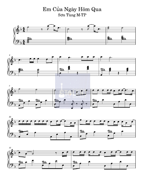 Tải FREE Em Của Ngày Hôm Qua sheet nhạc Piano PDF