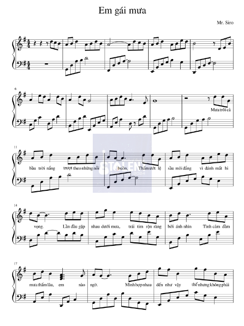 Tải FREE Em Gái Mưa sheet nhạc Piano PDF