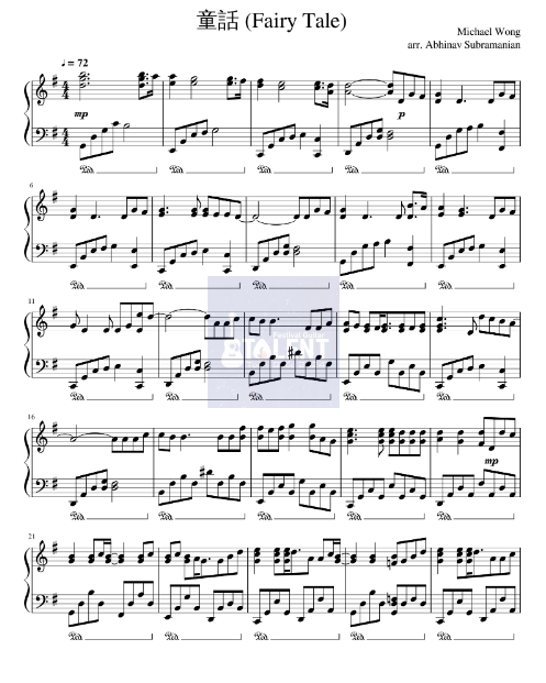 Tải FREE Fairy Tale sheet nhạc Piano PDF
