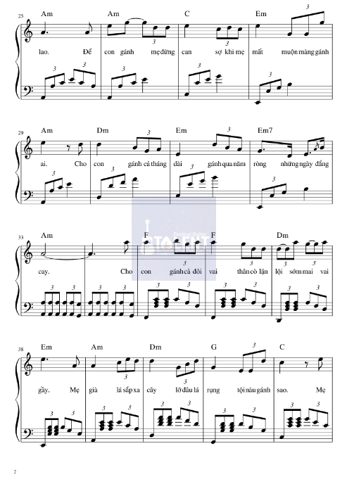 Tải FREE Gánh Mẹ sheet nhạc Piano PDF