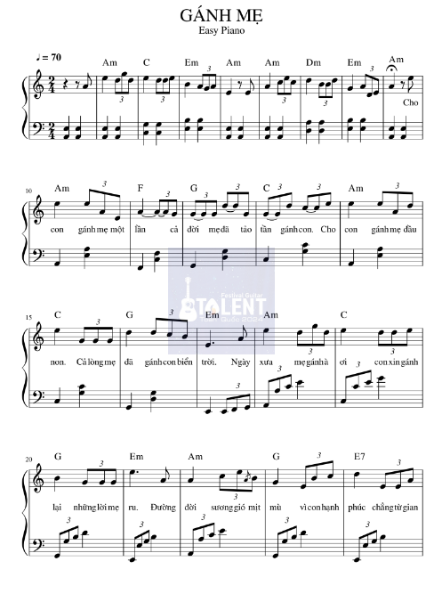 Tải FREE Gánh Mẹ sheet nhạc Piano PDF