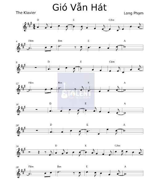 Tải FREE Gió Vẫn Hát sheet nhạc Piano PDF