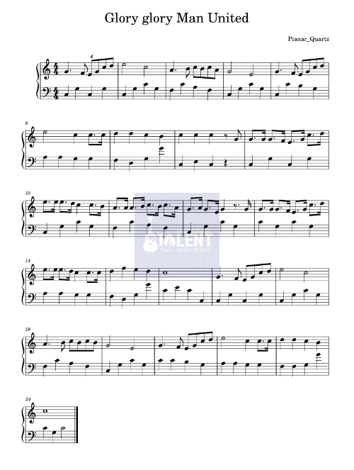 Tải FREE Glory Glory Man United sheet nhạc Piano PDF