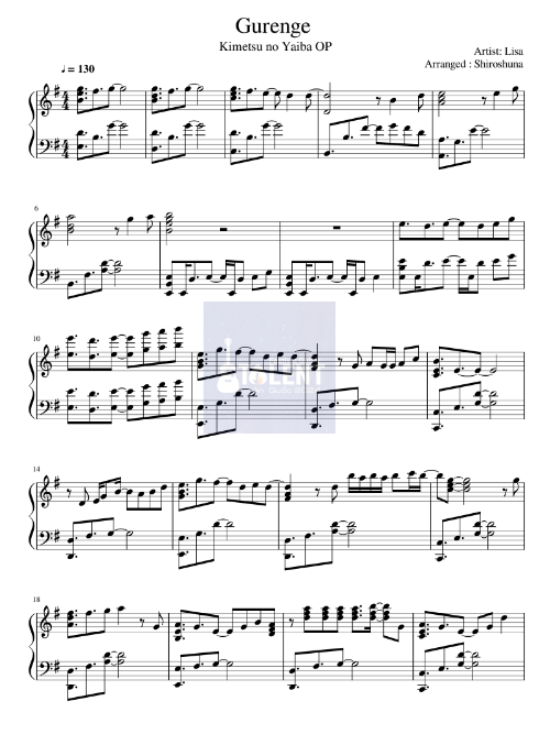 Tải FREE Gurenge sheet nhạc Piano PDF