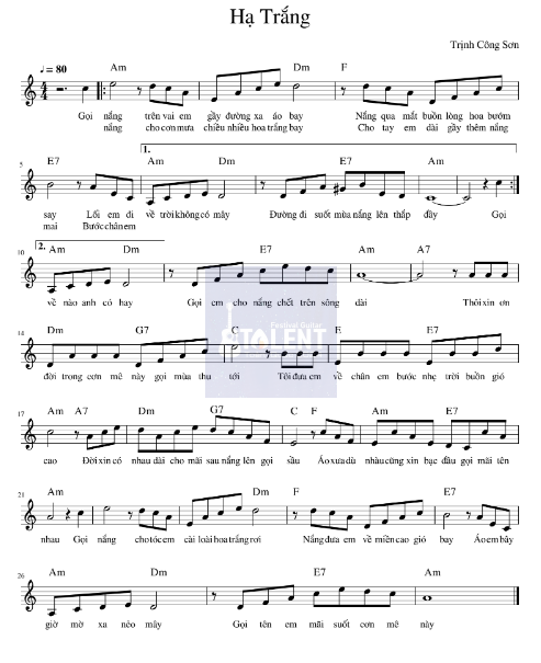Tải FREE Hạ Trắng sheet nhạc Piano PDF