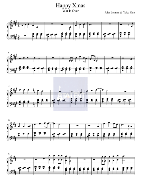 Tải FREE Happy Xmas sheet nhạc Piano PDF