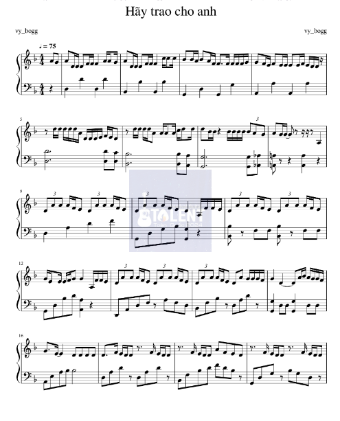 Tải FREE Hãy Trao Cho Anh sheet nhạc Piano PDF