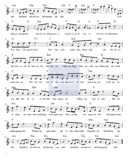 Tải FREE Hết Thương Cạn Nhớ sheet nhạc Piano PDF