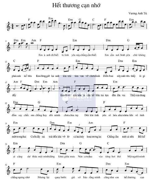 Tải FREE Hết Thương Cạn Nhớ sheet nhạc Piano PDF