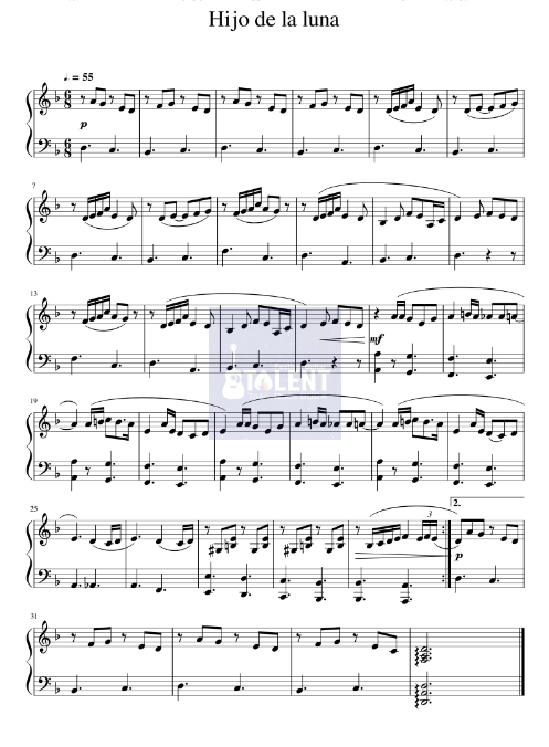 Tải FREE Hijo de la luna sheet nhạc Piano PDF