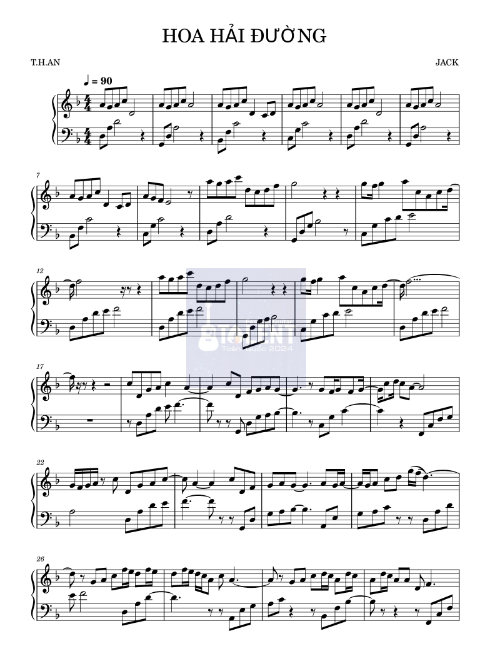 Tải FREE Hoa Hải Đường sheet nhạc Piano PDF