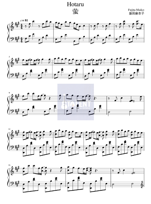 Tải FREE Hotaru sheet nhạc Piano PDF