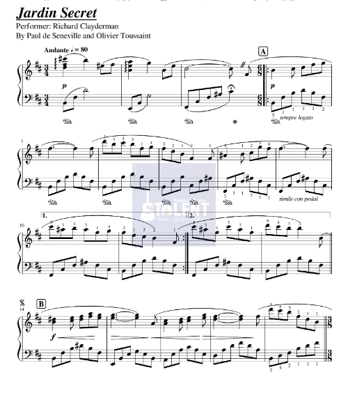 Tải FREE Jardin Secret sheet nhạc Piano PDF