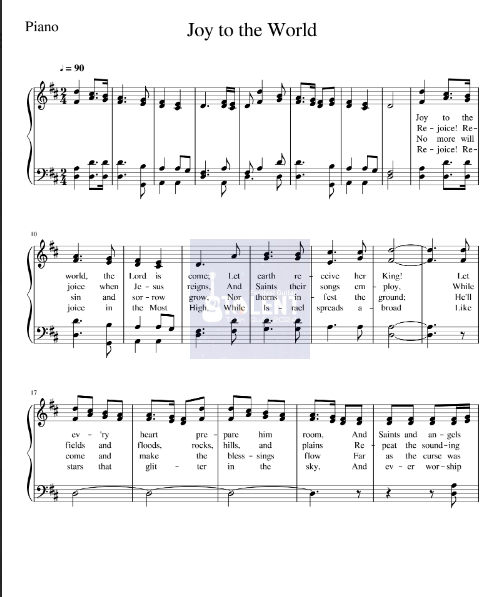 Tải FREE Joy To The World sheet nhạc Piano PDF