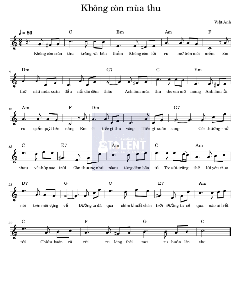 Tải FREE Không Còn Mùa Thu sheet nhạc Piano PDF