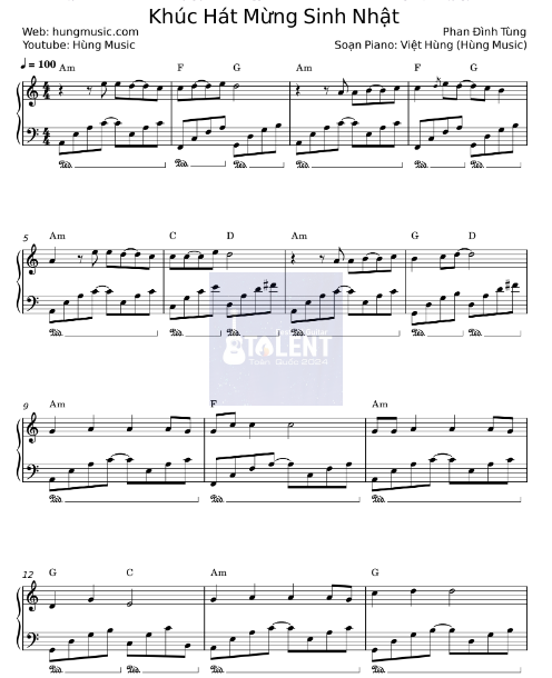 Tải FREE Khúc Hát Mừng Sinh Nhật sheet nhạc Piano PDF