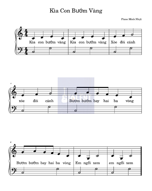 Tải FREE Kìa Con Bướm Vàng sheet nhạc Piano PDF
