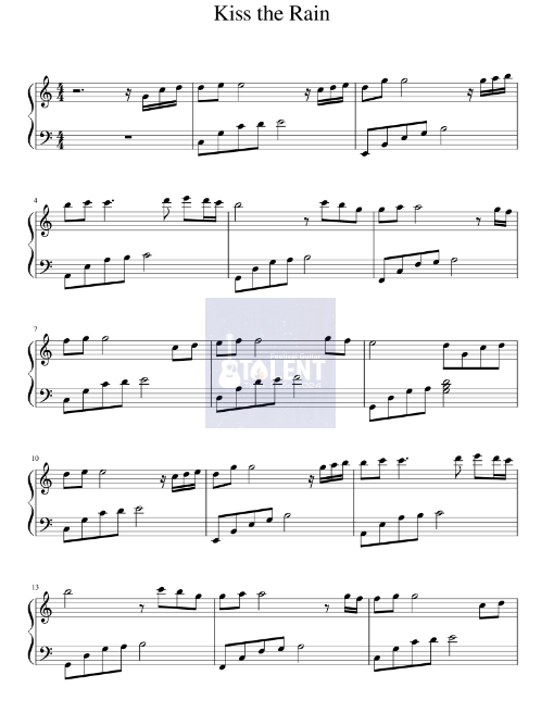 Tải FREE Kiss The Rain sheet nhạc Piano PDF