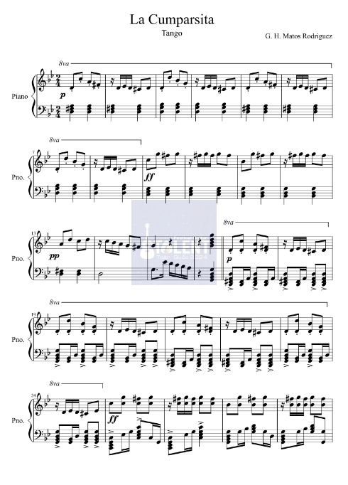 Tải FREE La Cumparsita sheet nhạc Piano PDF