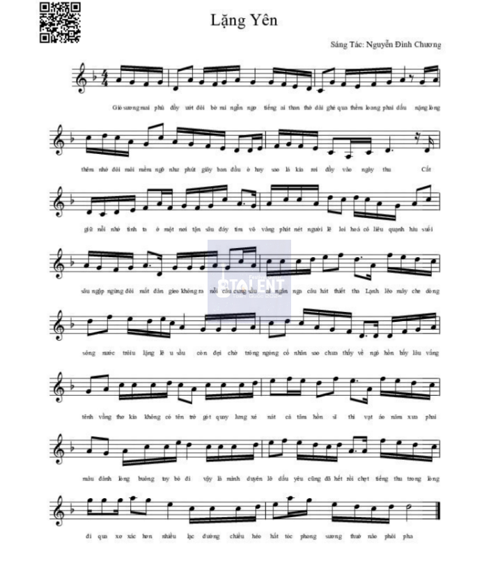 Tải FREE Lặng Yên sheet nhạc Piano PDF