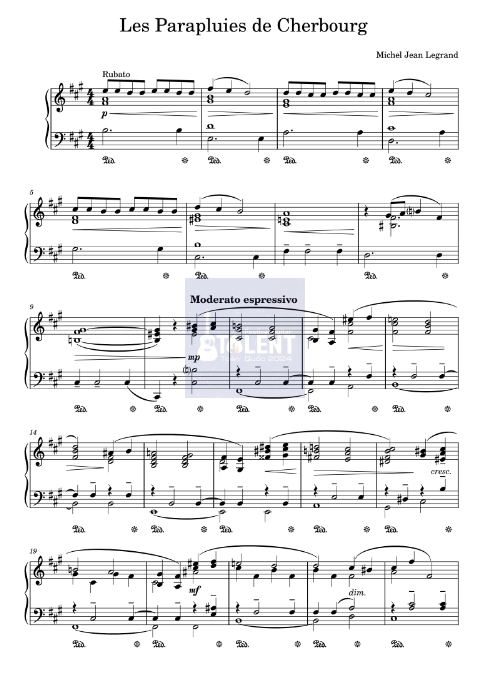 Tải FREE Les Parapluies de Cherbourg sheet nhạc Piano PDF