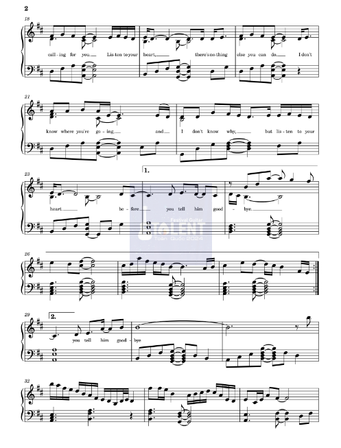 Tải FREE Listen To Your Heart sheet nhạc Piano PDF