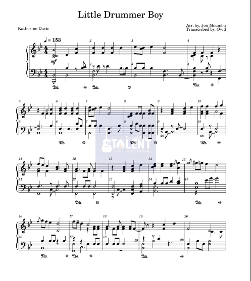 Tải FREE Little Drummer Boy sheet nhạc Piano PDF