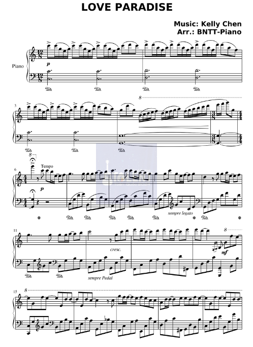 Tải FREE Love Paradise sheet nhạc Piano PDF