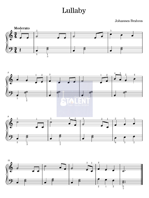 Tải FREE Lullaby sheet nhạc Piano PDF