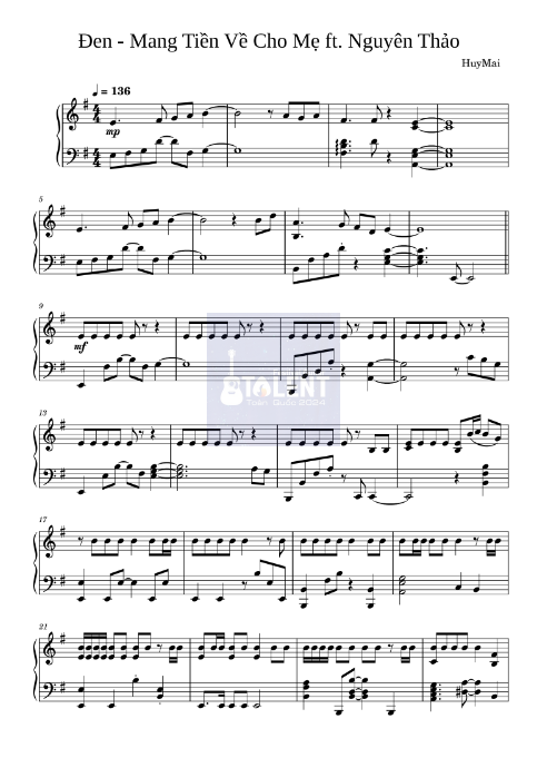 Tải FREE Mang Tiền Về Cho Mẹ sheet nhạc Piano PDF