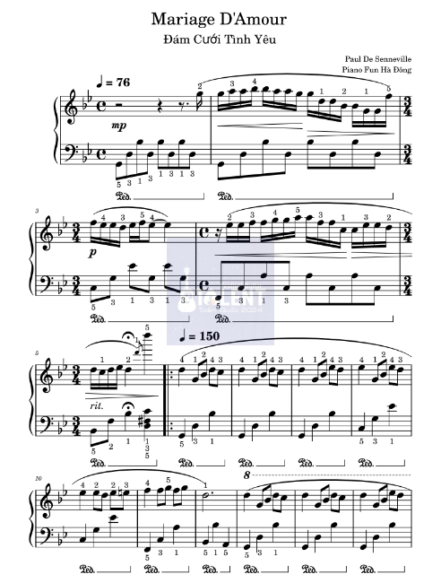 Tải FREE Mariage D'Amour sheet nhạc Piano PDF