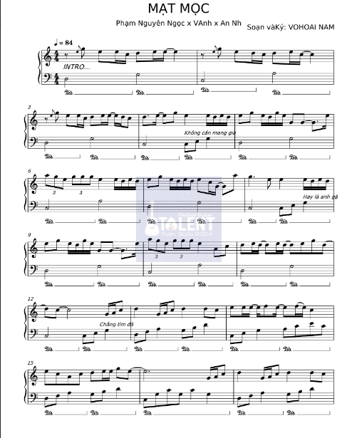 Tải FREE Mặt Mộc sheet nhạc Piano PDF