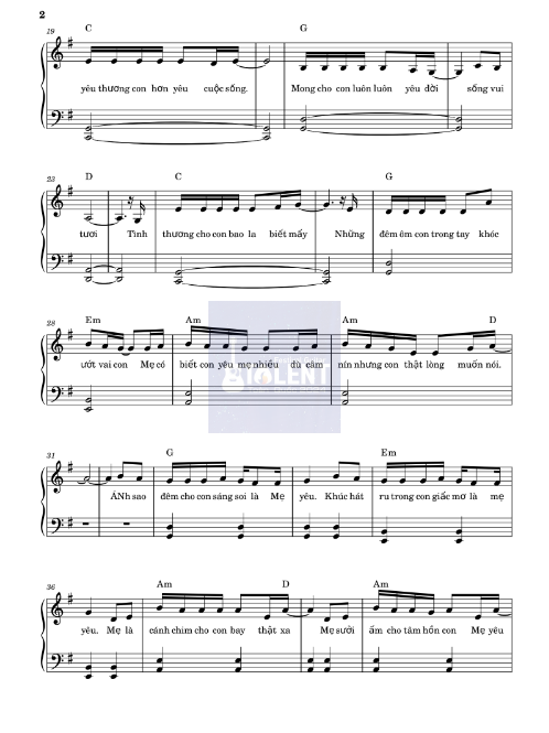 Tải FREE Mẹ Yêu sheet nhạc Piano PDF